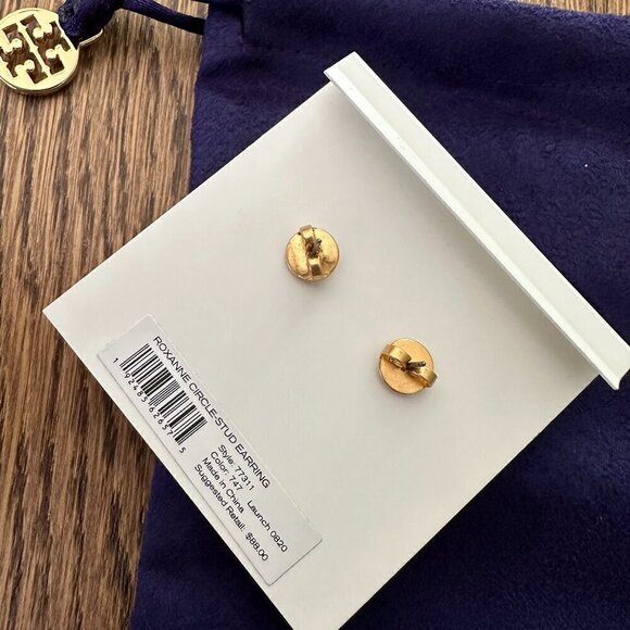 NEW！Tory Burch Roxanne Rope Circle-Stud Earrings -Mother Pearl or Pink Resin - Picture 5 of 8